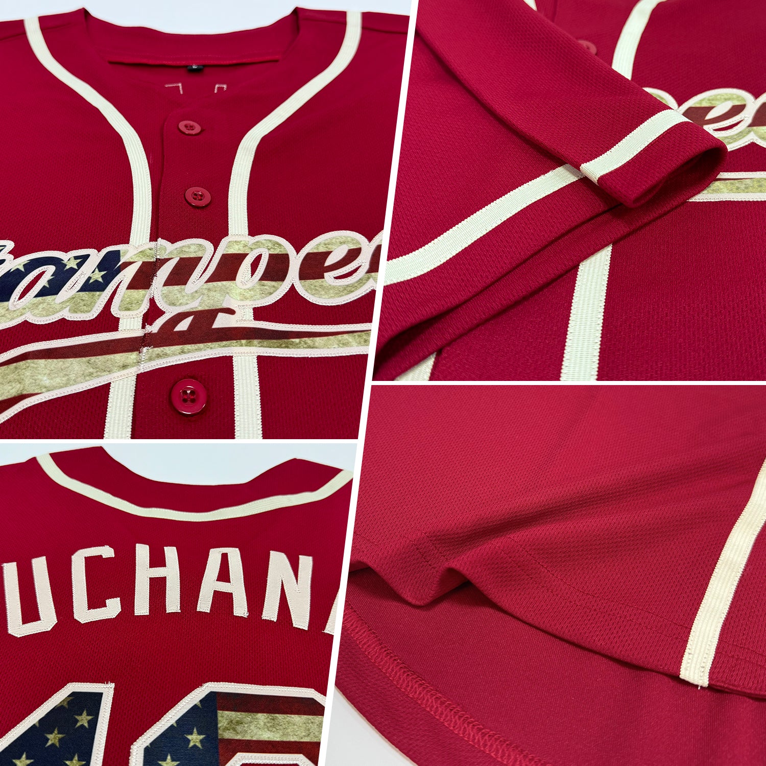 Custom Crimson Vintage USA Flag-Cream Authentic Baseball Jersey