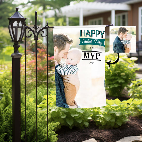 Personalized Happy Father's Day To The MVP Photo Garden Flag