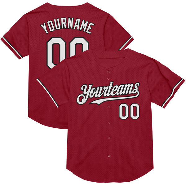 Custom Maroon White-Black Mesh Authentic Throwback Baseball Jersey