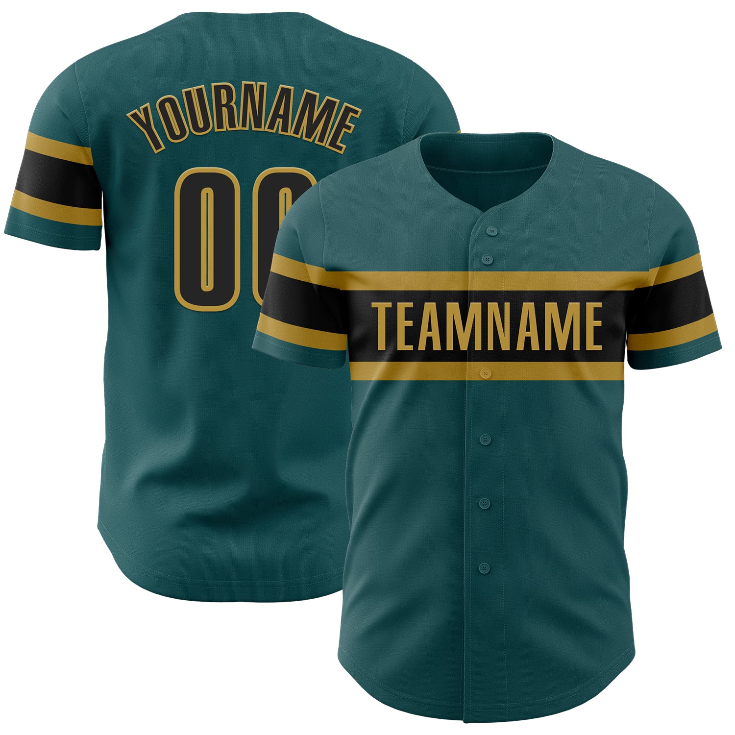 2024 Custom Midnight Green Black-old Gold Authentic Baseball Jersey 