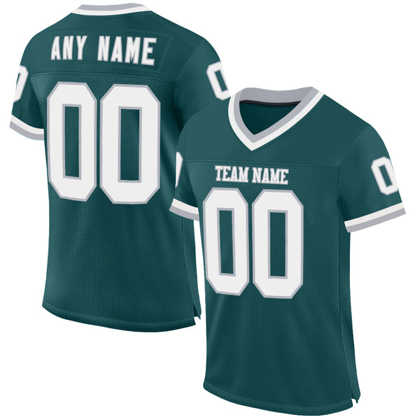 Custom Midnight Green White-Gray Mesh Authentic Throwback Football Jersey