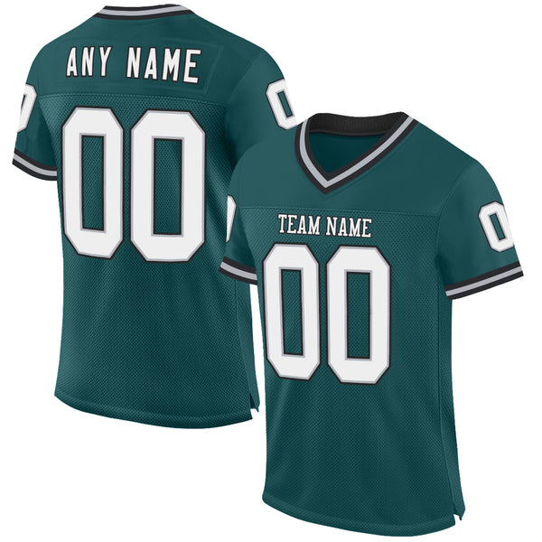 Custom Midnight Green Gray-Black Mesh Authentic Throwback Football Jersey