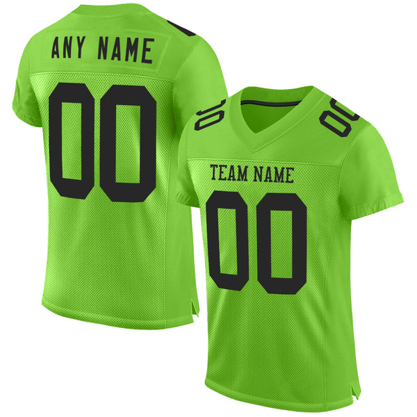 Custom Neon Green Black Mesh Authentic Football Jersey