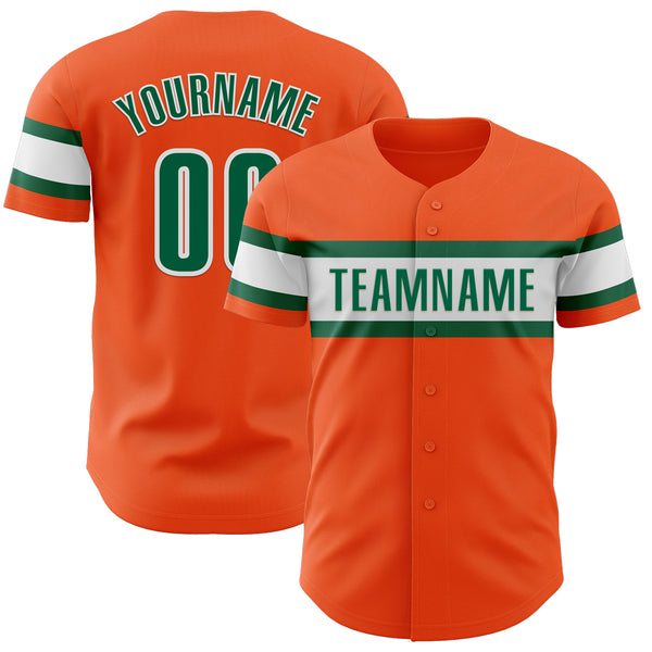 Custom Orange Kelly Green-White Authentic Baseball Jersey