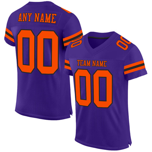 Custom Orange Black Mesh Authentic Football Jersey Discount