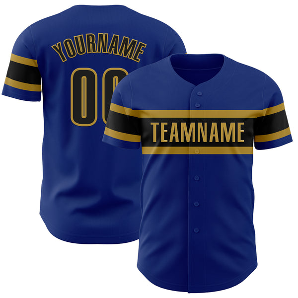 Custom Royal Black-Old Gold Authentic Baseball Jersey