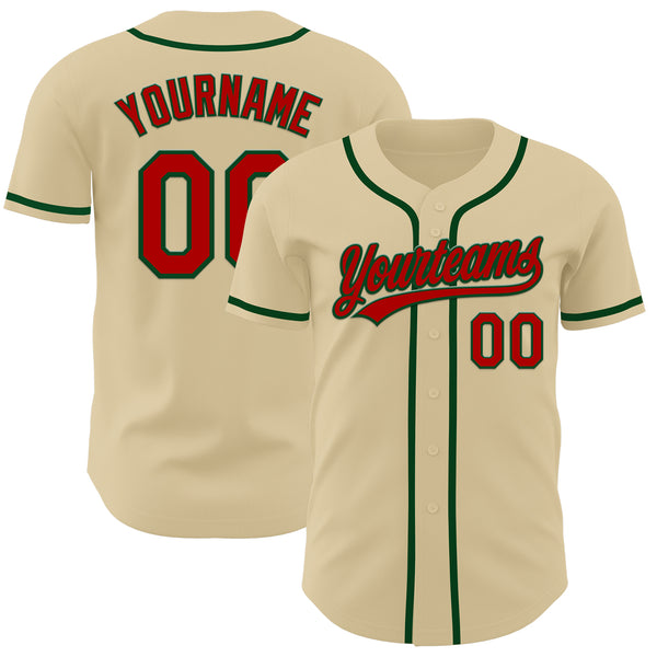 Custom Sand Red-Green Authentic Baseball Jersey