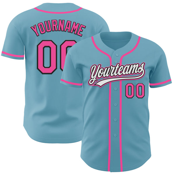 Custom Shadow Blue Pink-Black Authentic Baseball Jersey