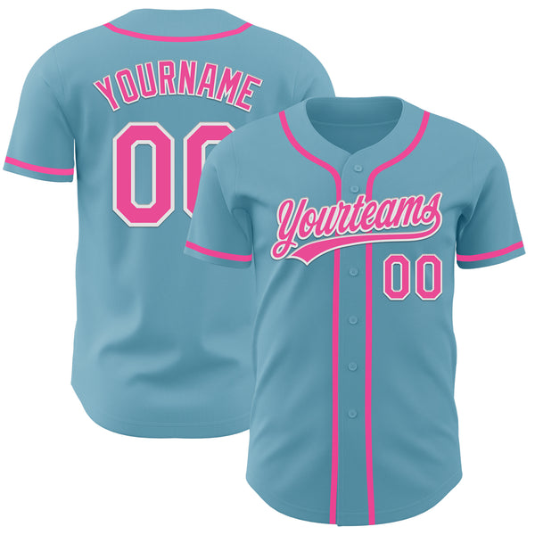 Custom Shadow Blue Pink-White Authentic Baseball Jersey