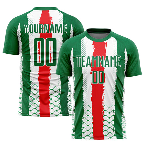 Custom Orange Green Sublimation Soccer Uniform Jersey Free