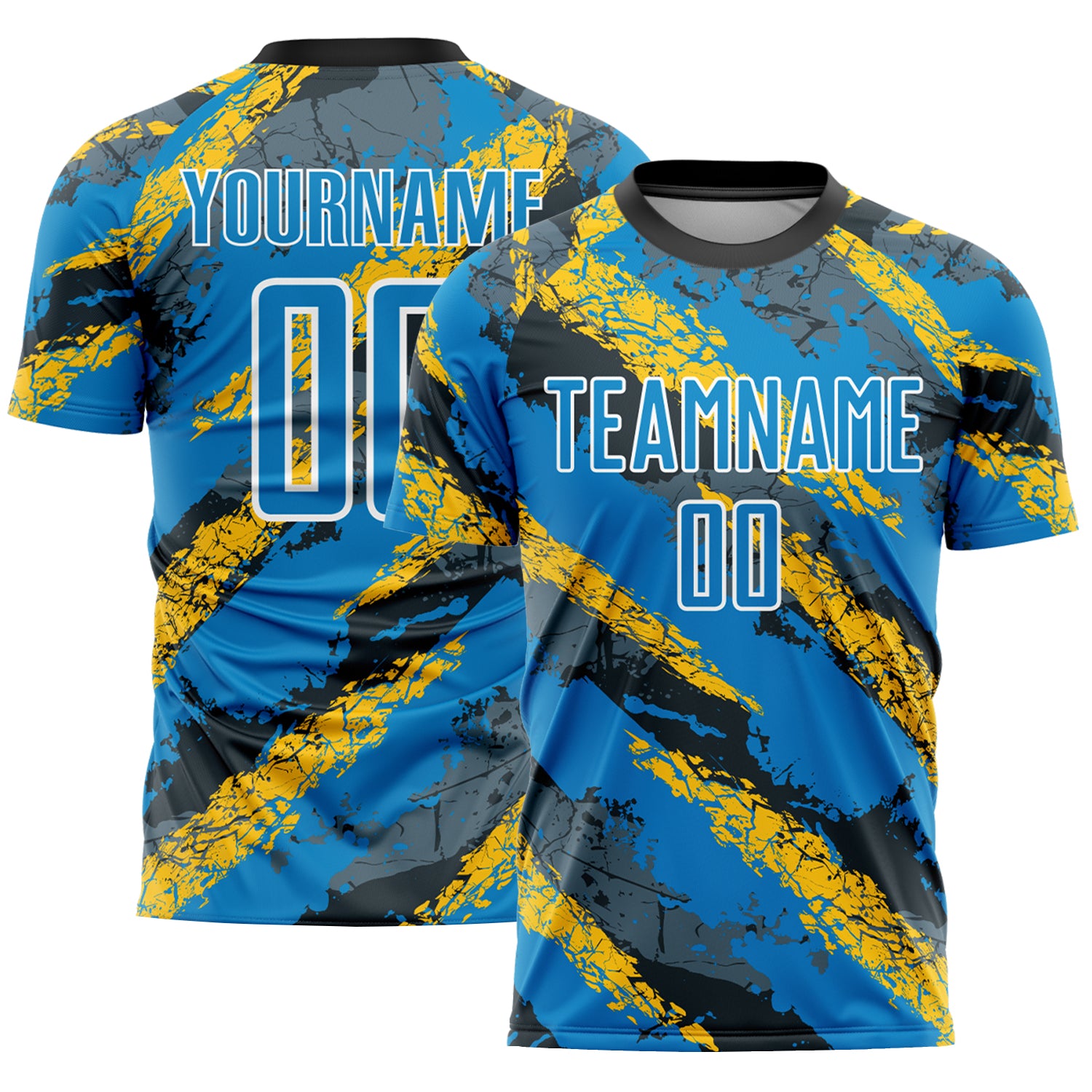 2024 Custom Electric Blue Yellow-White Sublimation Soccer Uniform ...