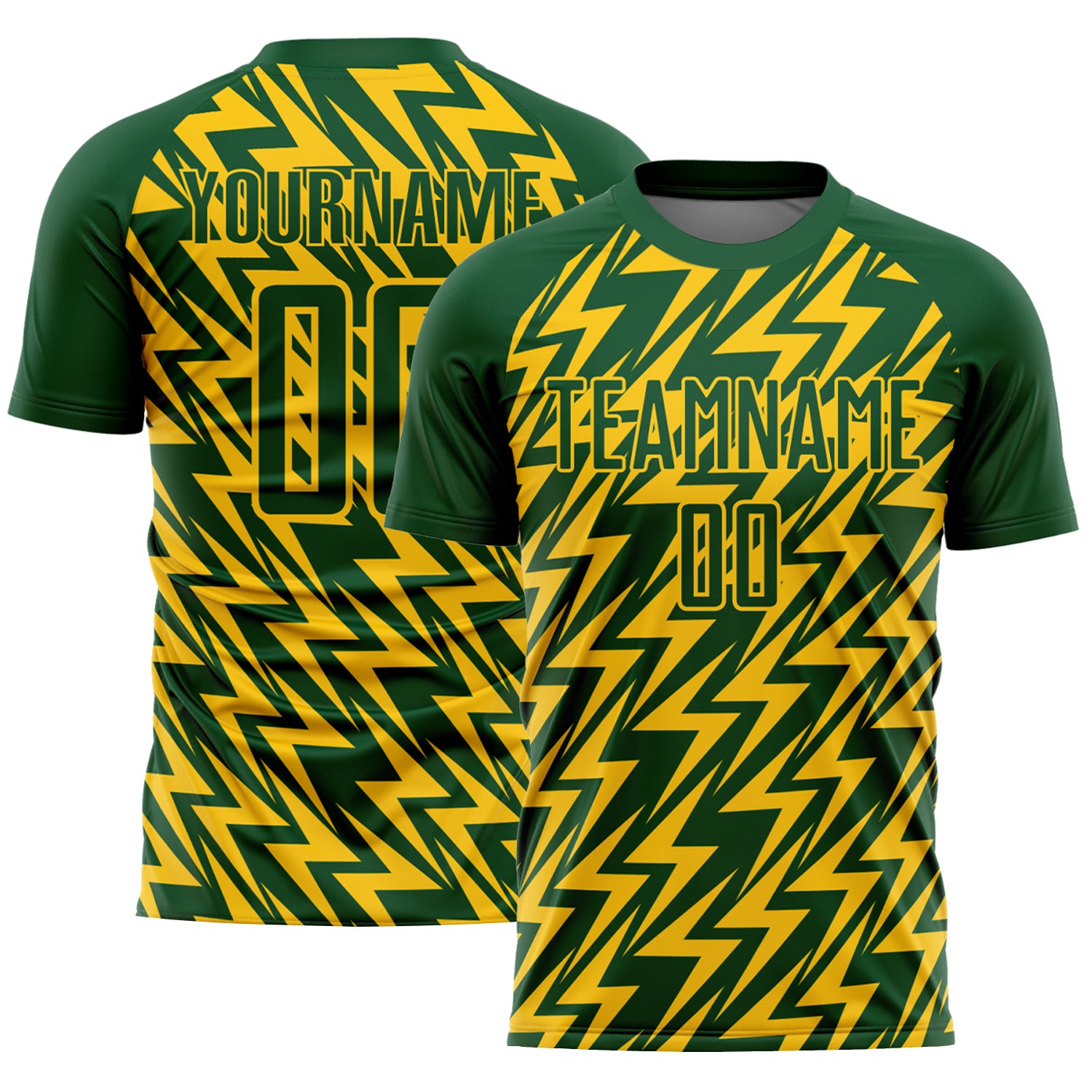 2024 Custom Green Yellow Lightning Sublimation Soccer Uniform Jersey ...