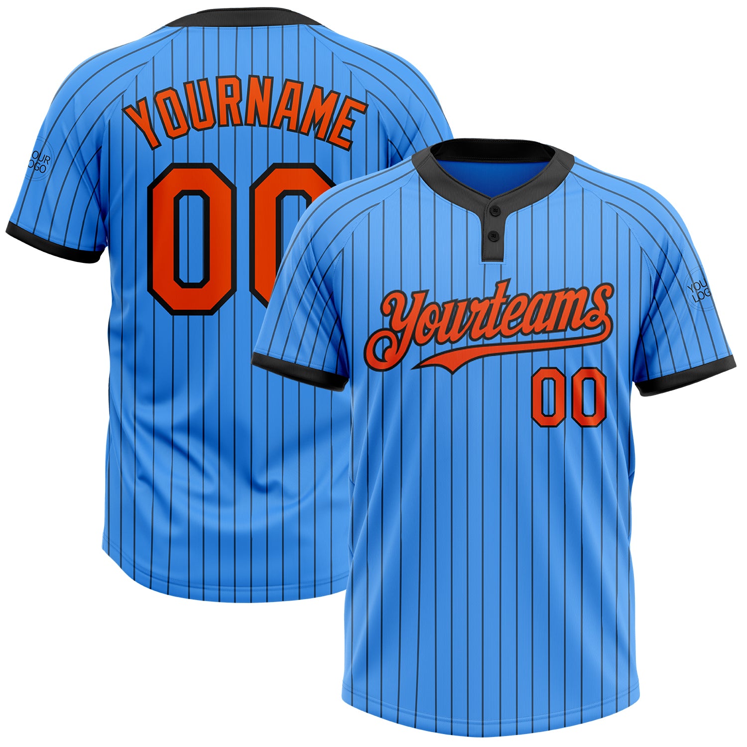 2024 Custom Electric Blue Black Pinstripe Orange Two-Button Unisex ...