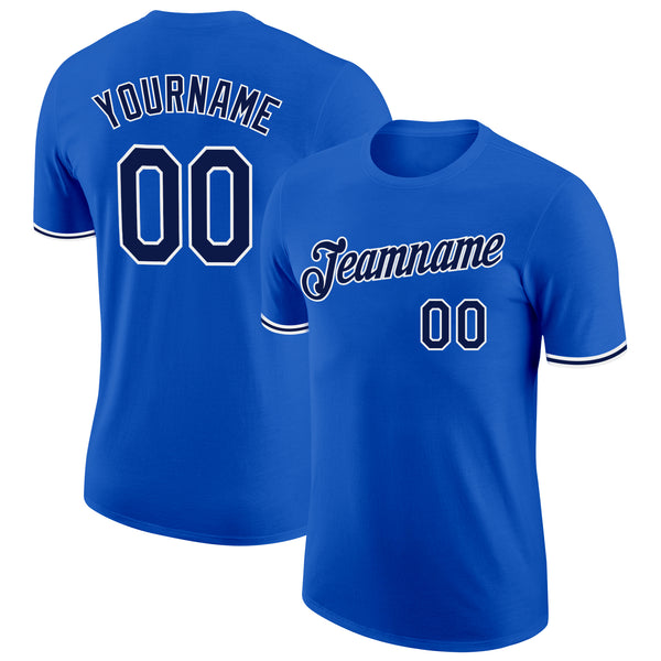 Custom Thunder Blue Navy-White Performance T-Shirt