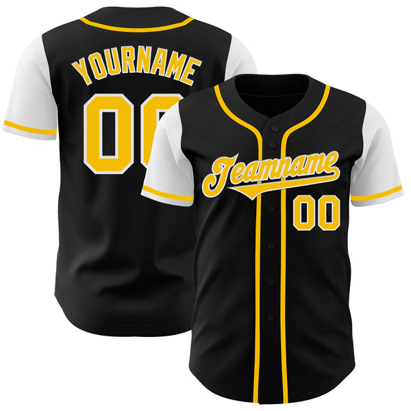 Custom Black Gold-White Authentic Two Tone Baseball Jersey