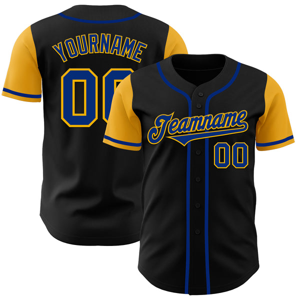 Custom Black Royal-Gold Authentic Two Tone Baseball Jersey