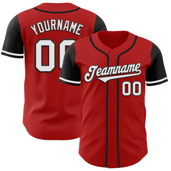 Custom Red White-Black Authentic Two Tone Baseball Jersey