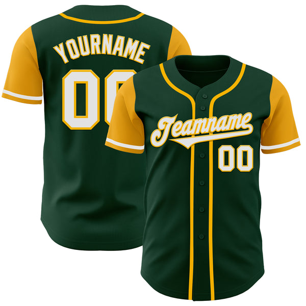 Custom Green White-Gold Authentic Two Tone Baseball Jersey