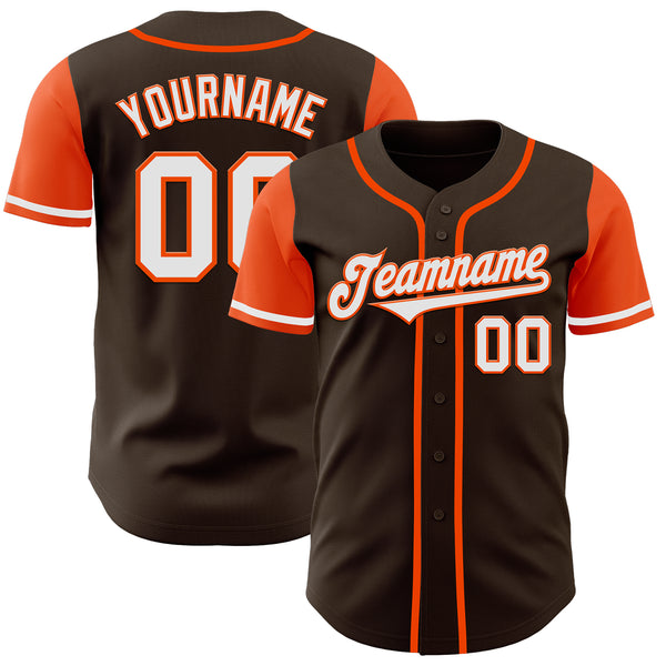 Custom Brown White-Orange Authentic Two Tone Baseball Jersey