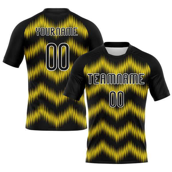 Custom Black Gold-White Zigzag Sublimation Volleyball Uniform Jersey