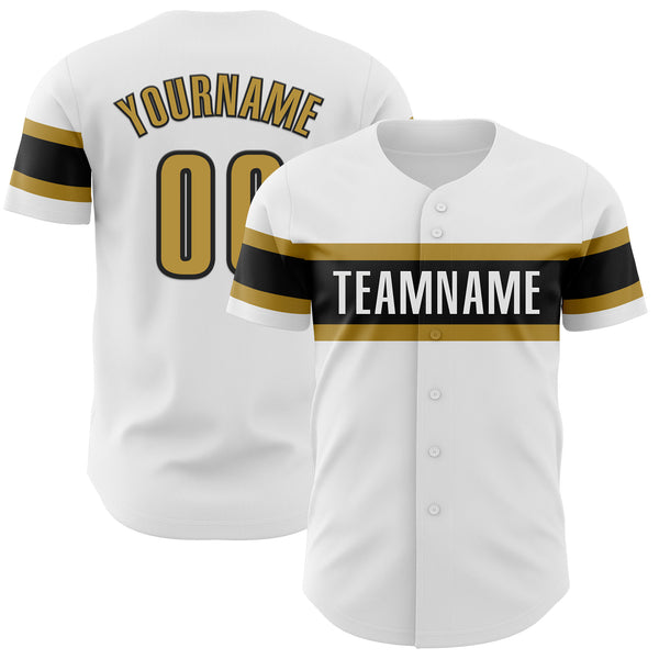 Custom White Old Gold-Black Authentic Baseball Jersey