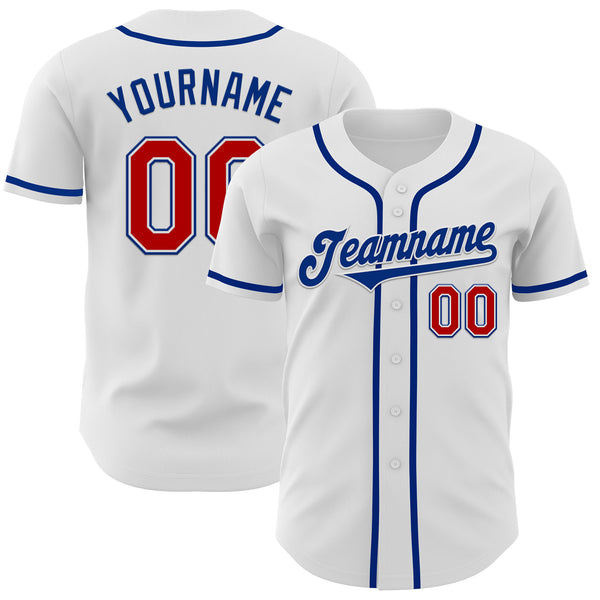 Custom White Red-Royal Authentic Baseball Jersey