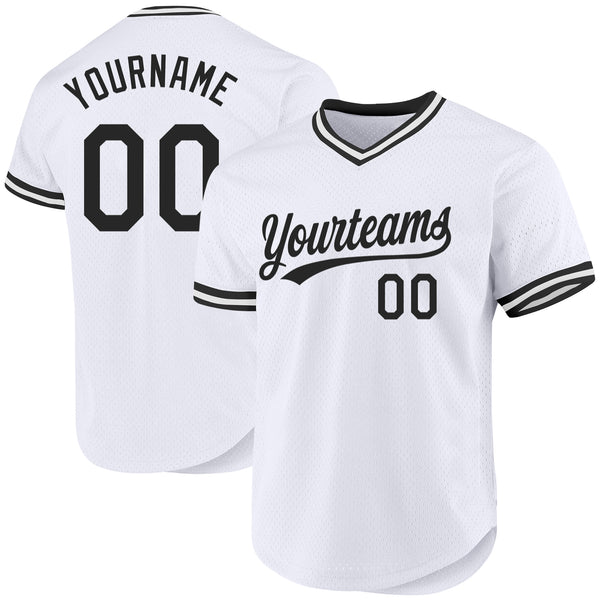 Custom White Black Authentic Throwback Baseball Jersey