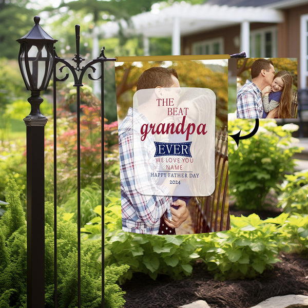 Personalized The Beat Grandpa Ever Photo Garden Flag