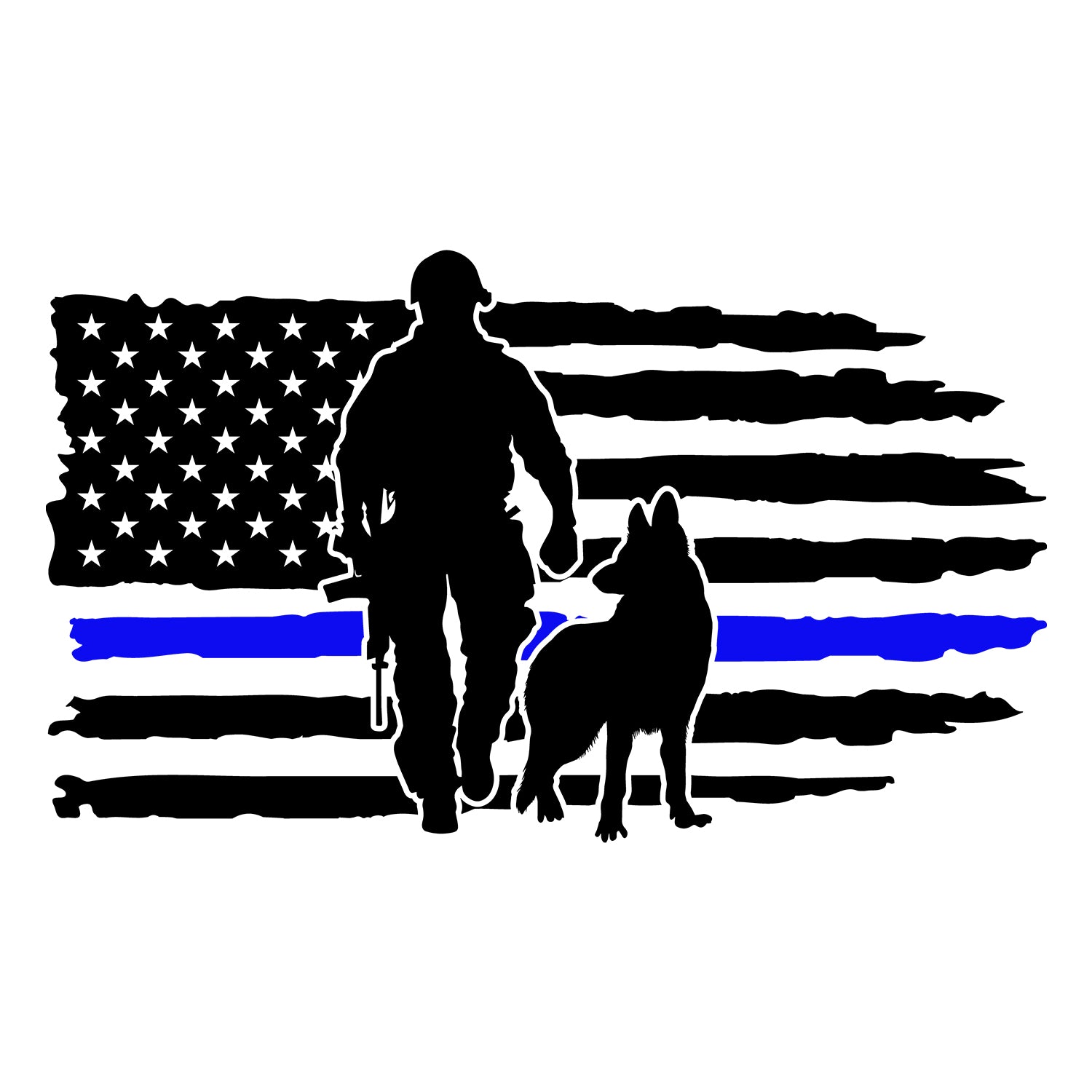 Police German Shepherd American Flag T-Shirt