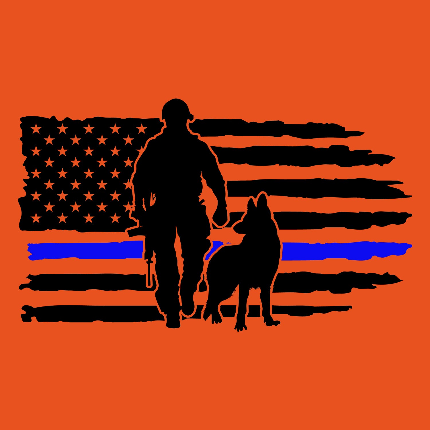 Police German Shepherd American Flag T-Shirt