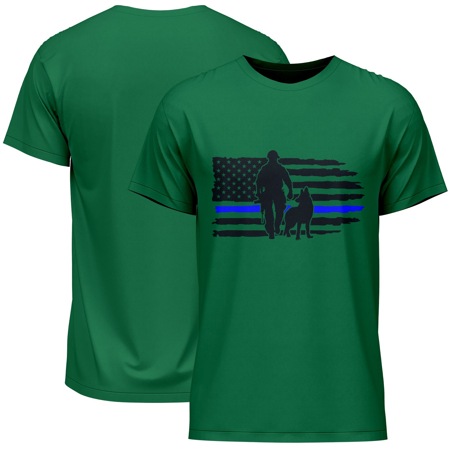 Police German Shepherd American Flag T-Shirt