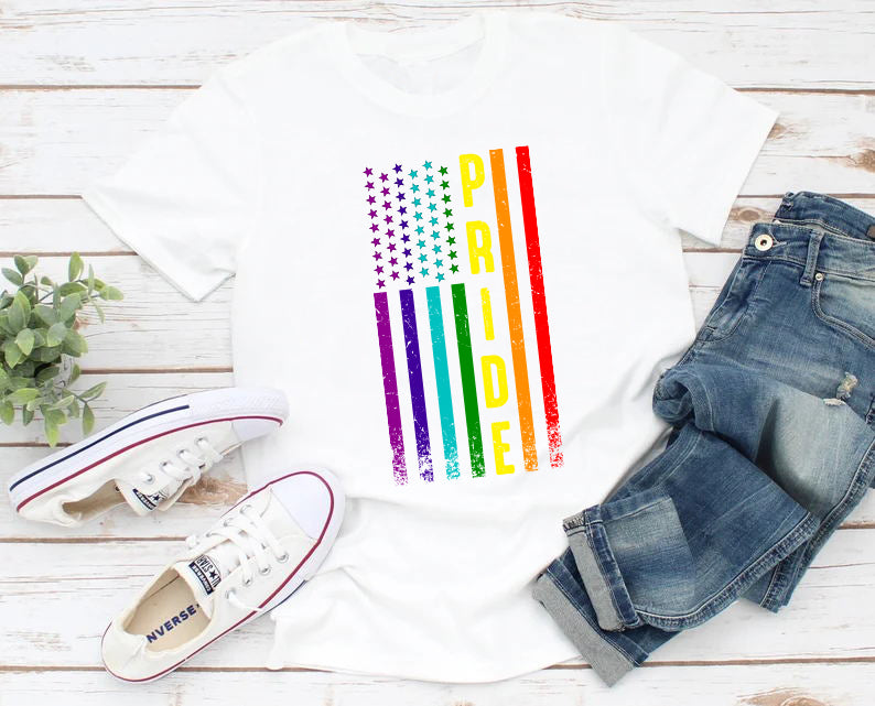 American Flag Pride Rainbow LGBT T-Shirt