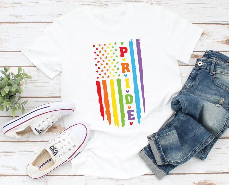 American Flag Rainbow Pride Rainbow LGBT T-Shirt