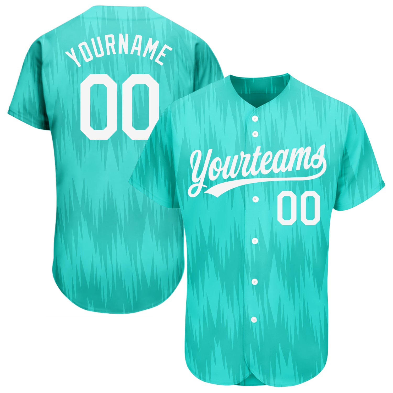 Custom 3D Pattern Baseball Jersey Teal White-Teal Design Hawaii