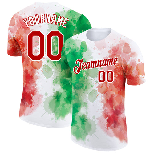 Custom White Kelly Green-Red 3D Mexican Flag Authentic Basketball Jersey  Discount