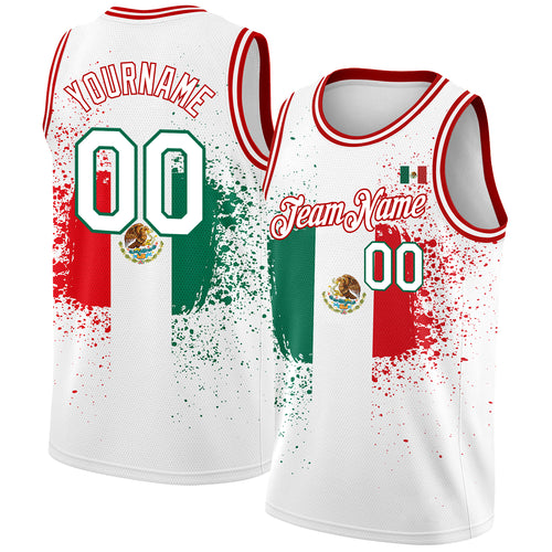 Custom Kelly Green Red-White Sublimation Mexico Soccer Uniform
