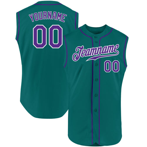 Cheap Custom Green Purple-White Authentic Baseball Jersey