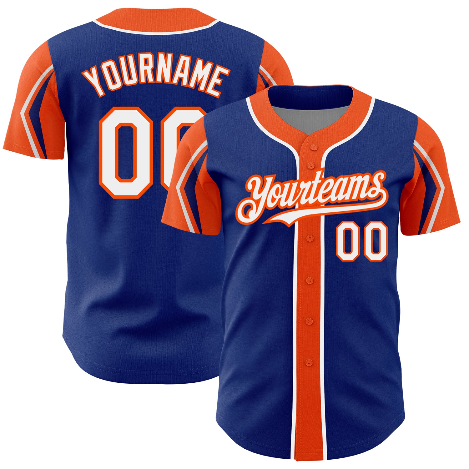 2024 Custom Royal White-Orange 3 Colors Arm Shapes Authentic Baseball ...