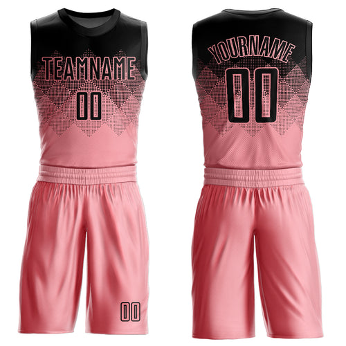 Custom Pink White Round Neck Suit Basketball Jersey