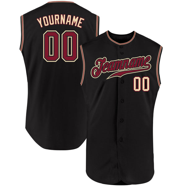 Custom Pinstripe Baseball Jersey Crimson Cream Black-City Cream