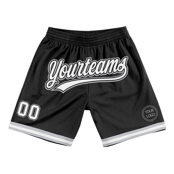 Custom Black White-Gray Authentic Throwback Basketball Shorts