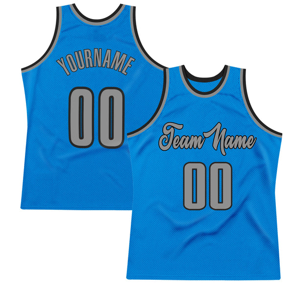 Custom Blue Gray-Black Authentic Throwback Basketball Jersey