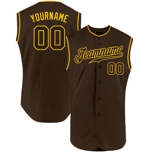 Custom Pinstripe Baseball Jersey Shirt White Brown Brown-Gold