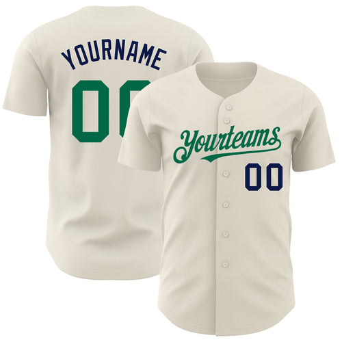 Custom Cream Kelly Green-Red Authentic Baseball Jersey Discount