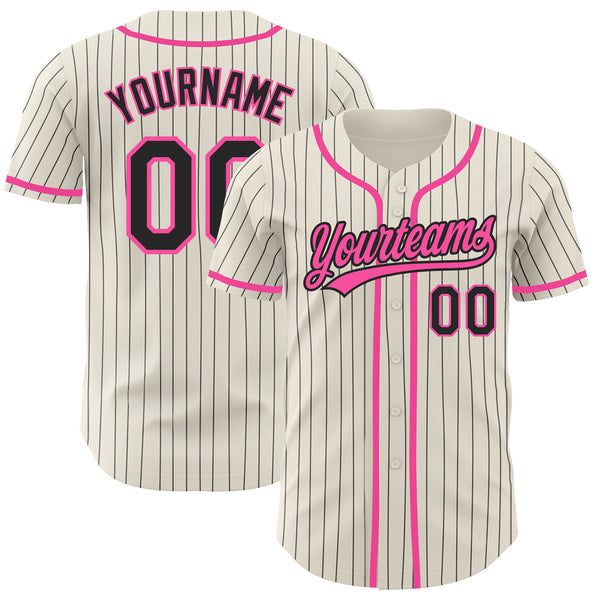 Custom Black White Pinstripe Pink-Light Blue Authentic Baseball Jersey  Discount