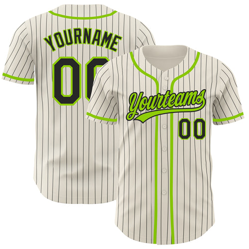 Cheap Custom Gray Navy Pinstripe Neon Green Authentic Baseball