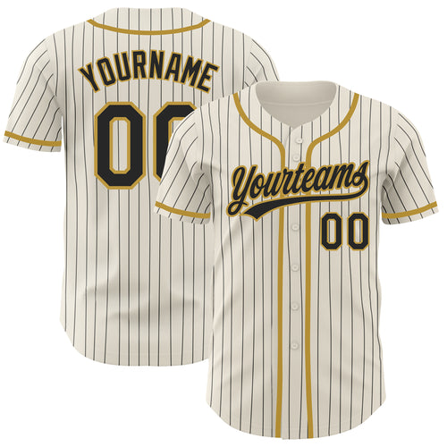 Custom Black Black-Old Gold Authentic Baseball Jersey