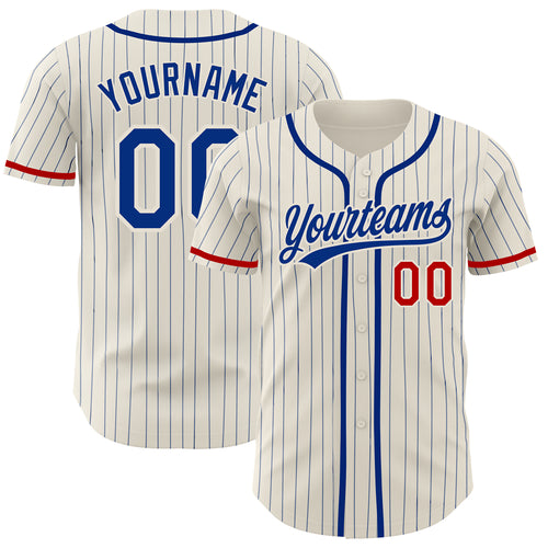 Custom Gray Royal Pinstripe Royal-Red Authentic Baseball Jersey Discount