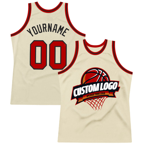 Custom White Red Pinstripe Red-Black Authentic Basketball Jersey S