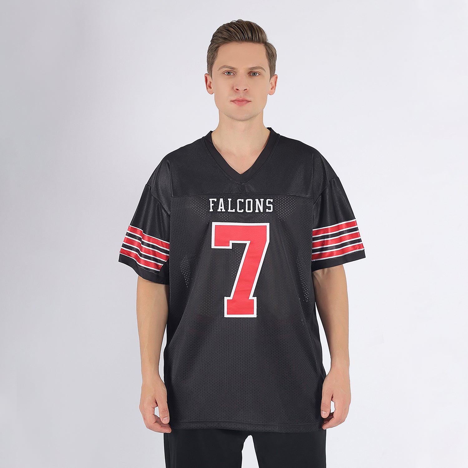 Custom Black Red-White Mesh Authentic Football Jersey